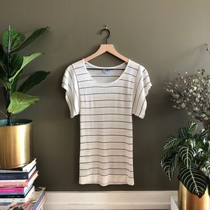 Thin Stripes Ruffle Sleeve Tee